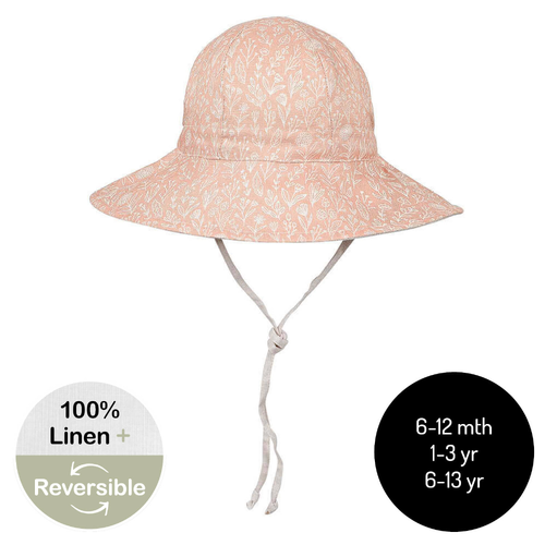  'Wanderer' Girls Panelled Bucket Sun Hat - Freya / Flax