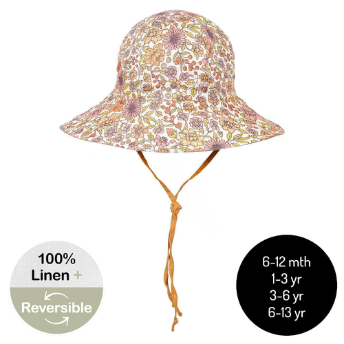  'Wanderer' Girls Panelled Bucket Sun Hat - Matilda / Maize