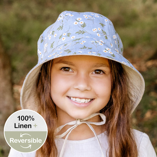 'Wanderer' Panelled Bucket Sun Hat - Daisy / Flax