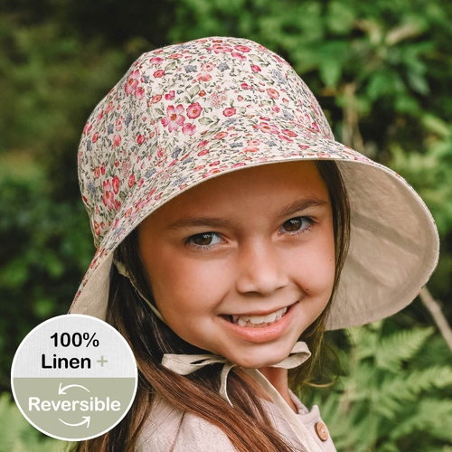 Wanderer' Panelled Bucket Sun Hat - Francesca / Flax