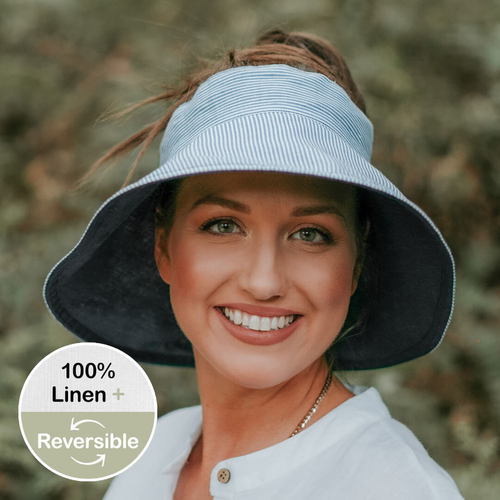  'Voyager' Ladies Wide Brimmed Sun Visor - Charlie / Indigo