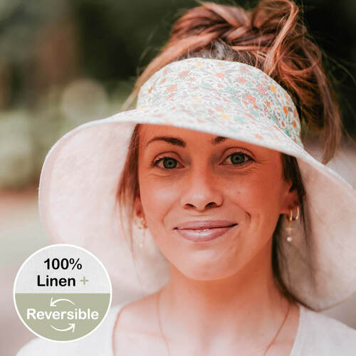  'Voyager' Ladies Wide-Brimmed Visor Sun Hat - Faith / Flax