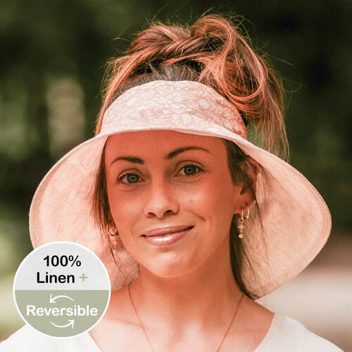  'Voyager' Ladies Wide-Brimmed Visor Sun Hat - Freya / Flax