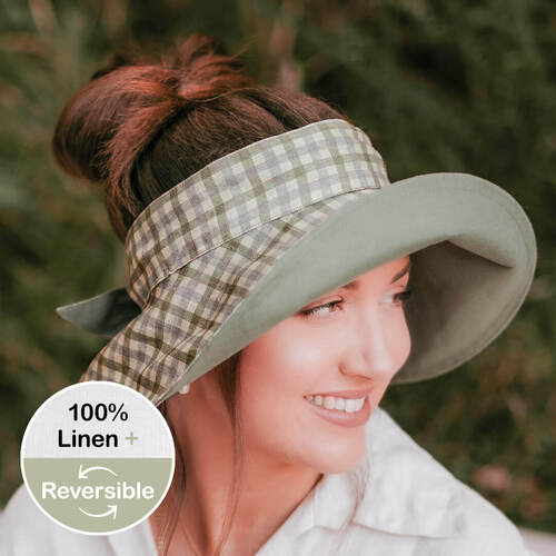  'Voyager' Ladies Wide-Brimmed Visor Sun Hat - Noah / Moss