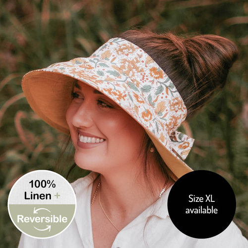  'Voyager' Ladies Wide-Brimmed Visor Sun Hat - Peony / Maize