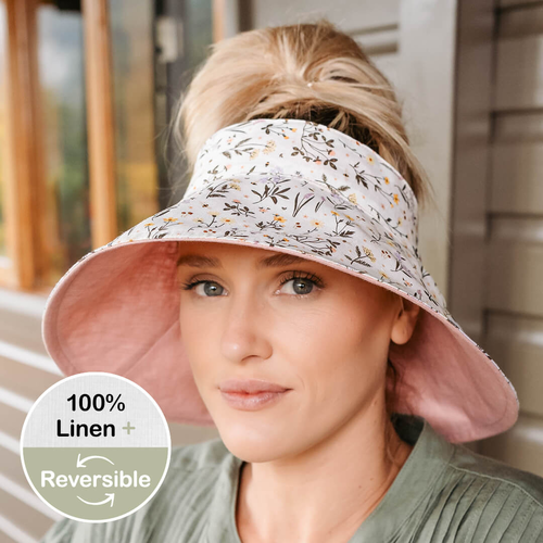 'Voyager' Wide Brimmed Sun Visor - Provence / Rosa
