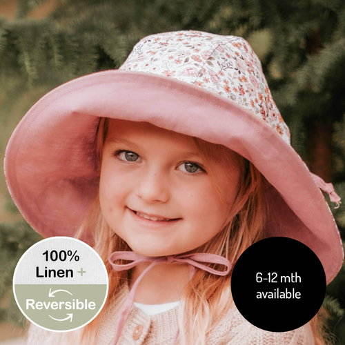  'Sightseer' Girls Wide-Brimmed Sun Bonnet -Chelsea / Rosa