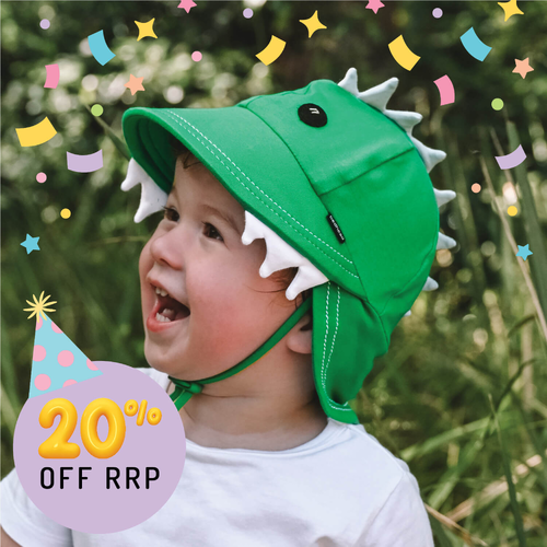 Legionnaire Flap Sun Hat - Dinosaur - Green