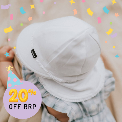 Legionnaire Flap Hat - Ruffle Trim 'White'