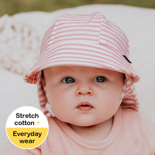 Legionnaire Flap Sun Hat - Pink Stripe