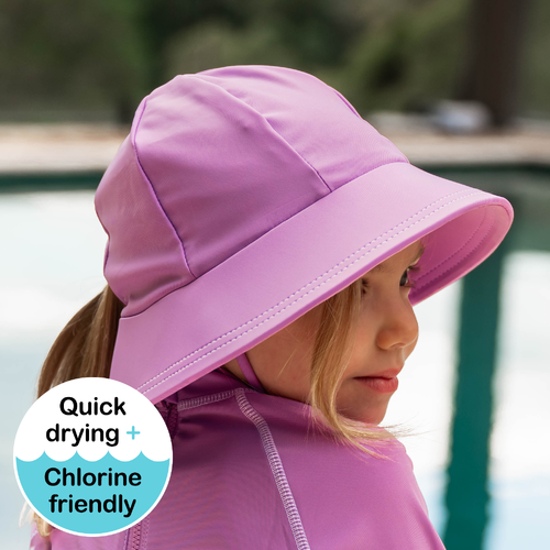 Ponytail Swim Bucket Beach Hat - Bubblegum