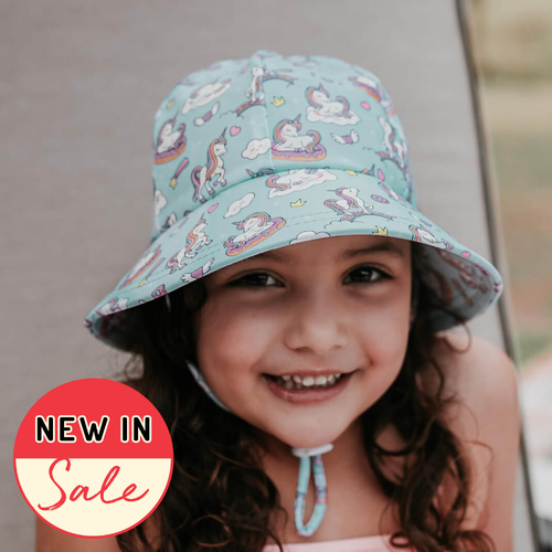 Ponytail Swim Bucket Beach Hat - Unicorn
