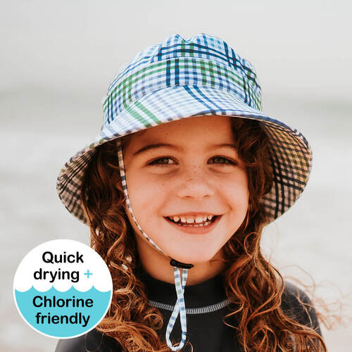 Kids Beach Bucket Sun Hat - Check