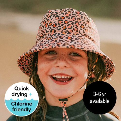 Kids Classic Swim Bucket Beach Hat - Leopard
