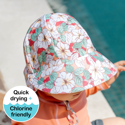 Swim Legionnaire Flap Beach Hat - Hibiscus