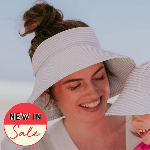Ladies Wide-Brimmed Swim Visor Beach Hat - Stripe