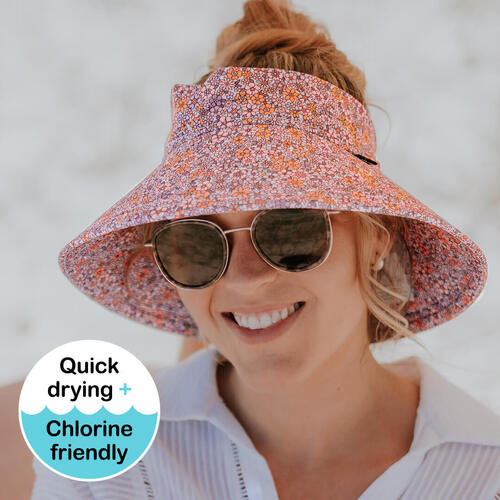 Ladies Wide-Brimmed Swim Visor Beach Hat - Valencia