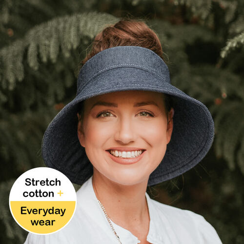 Ladies Wide-Brimmed Sun Visor Hat - Denim