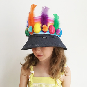 Easy Easter Hats: feathered rainbow hat wrap